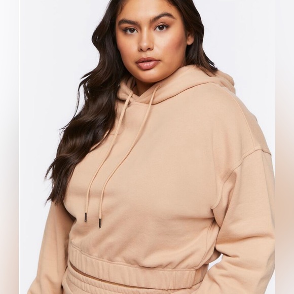 Forever 21 Plus Drawstring Cropped Hoodie - 0X - Walnut - Picture 1 of 4
